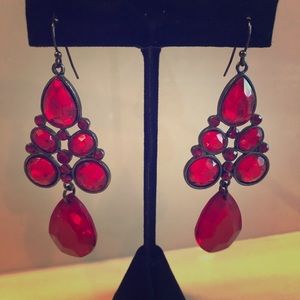 Bold, red earrings